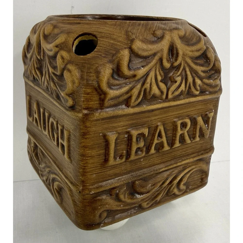 SCENTSY Wax Warmer Plug In Love, Laugh, Learn, Live Brown with Bulb Aromatherapy